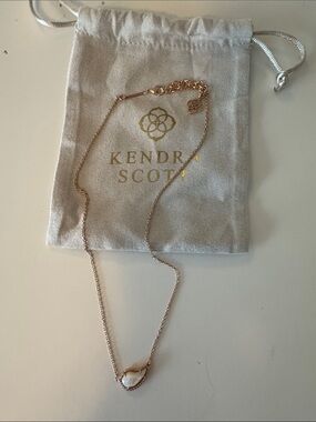 Kendra Scott Rose Gold Necklace with White Teardrop Stone
